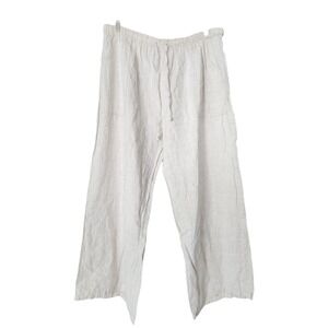 La FIXSUN Linen Ankle Length Pants 38x27 Elastic Waist Pockets L Beige Lagenlook